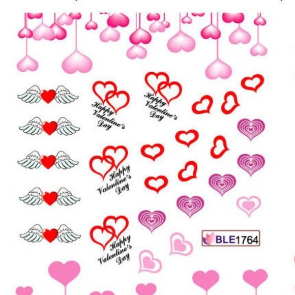 Valentine's Day Heart-Nail Art Decal RED52 - Picture 2 of 2